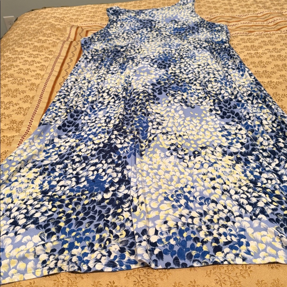 Carole Hochman Blue/White Patterned Maxi Dress, Rayon Blend, Irregular Hem, 2X - Picture 9 of 9